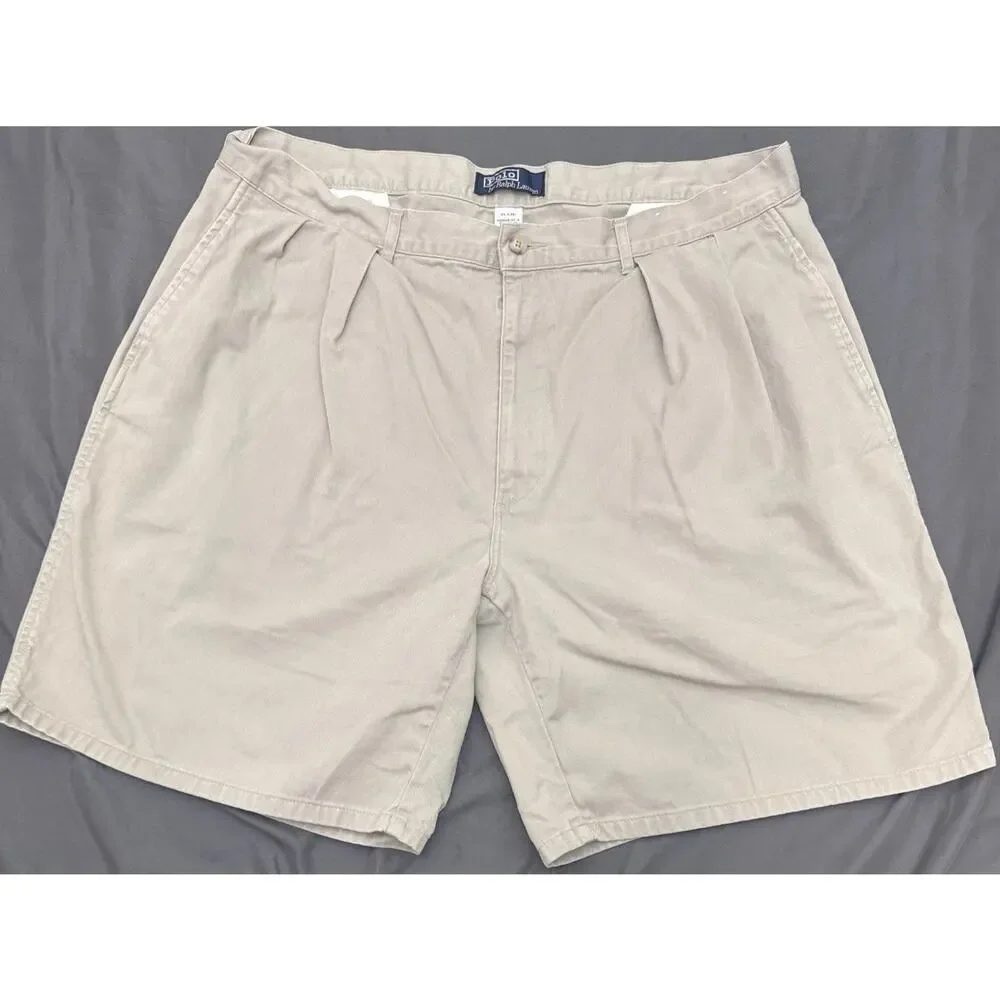 Polo Ralph Lauren Chino Shorts Men’s 39 Beige‎ Pleated Classic 8.5” Inseam